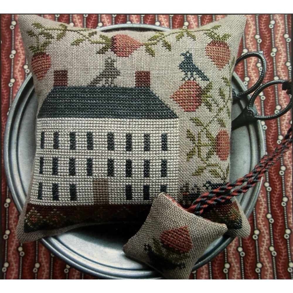 Strawberry House Pin Keep & Scissor Weight Cross Stitch Chart The Scarlett House